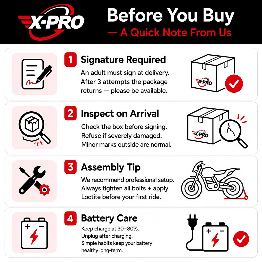 Free Shipping! X-PRO Drax Lite 1200W 48V Electric Dirt Bike with Adjustable Speed!