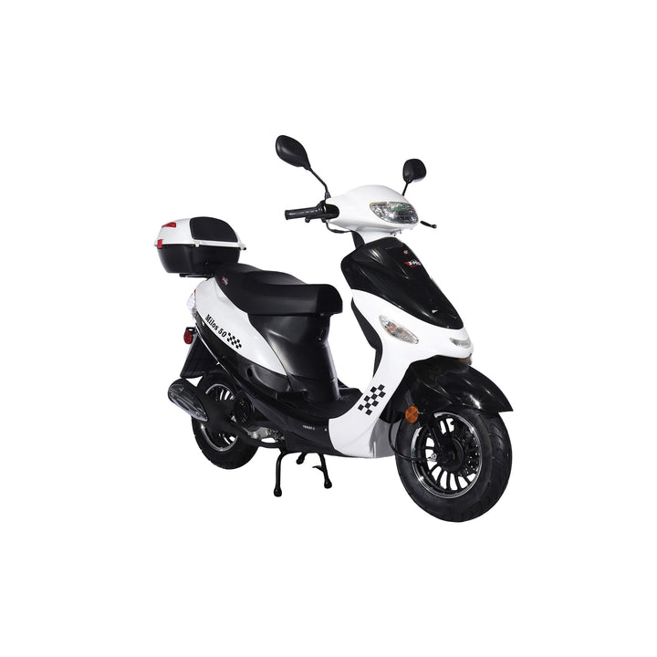 Free Shipping! X-PRO Milos 50cc Moped Scooter with 10in Aluminum Wheels, Rear Trunk, Electric/Kick Start! Large LED Headlight!