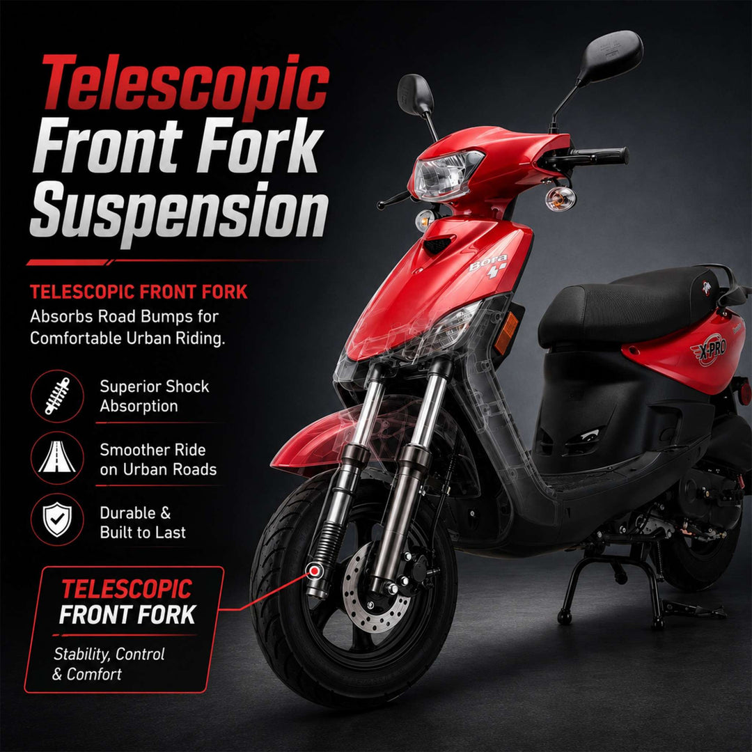 Free Shipping! X-PRO Bora 50cc Moped Scooter with 10" Aluminum Wheels, Electric/Kick Start!