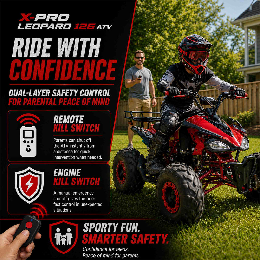 Free Shipping! X-PRO Leopard 125cc ATV with Automatic Transmission w/Reverse, Remote Control! Big 19in/18inTires!