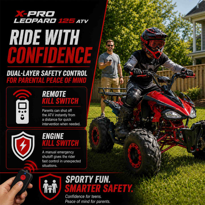 Free Shipping! X-PRO Leopard 125cc ATV with Automatic Transmission w/Reverse, Remote Control! Big 19in/18inTires!