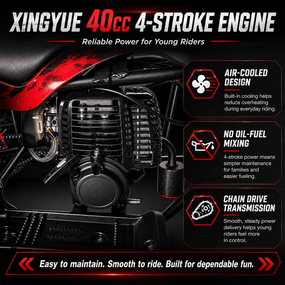 Free Shipping! X-PRO Thunder 40cc ATV with Chain Transmission, Pull start! Disc Brake! 6in Tires!