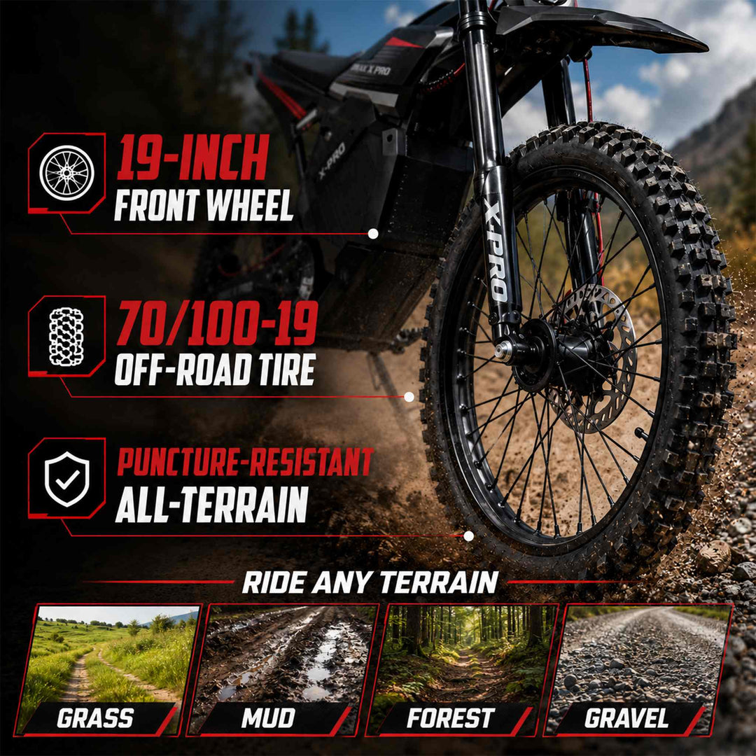 Free Shipping! X-PRO DRAX X PRO 6600W 72V/30AH Teens Adults Electric Dirt Bike with Front LED Light! 19"/17" Wheels!