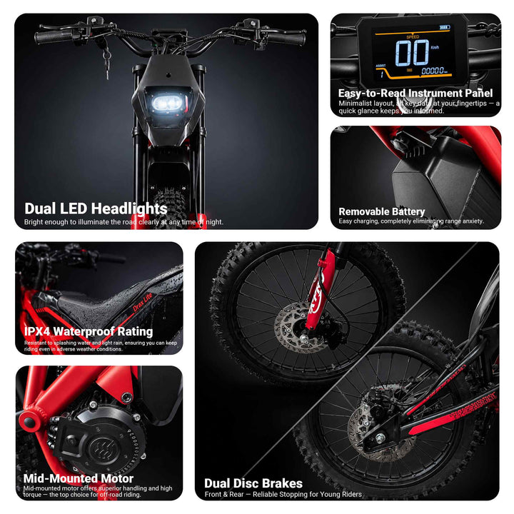 Free Shipping! X-PRO Drax X 4600W Electric Dirt Bike for Adults &amp; Teens - Powerful Brushless Motor,19"/17" Off-Road Tires, Dual Braking &amp;Suspension,LED Headlight,Heavy Duty Electric Dirt Bike for All Terrain