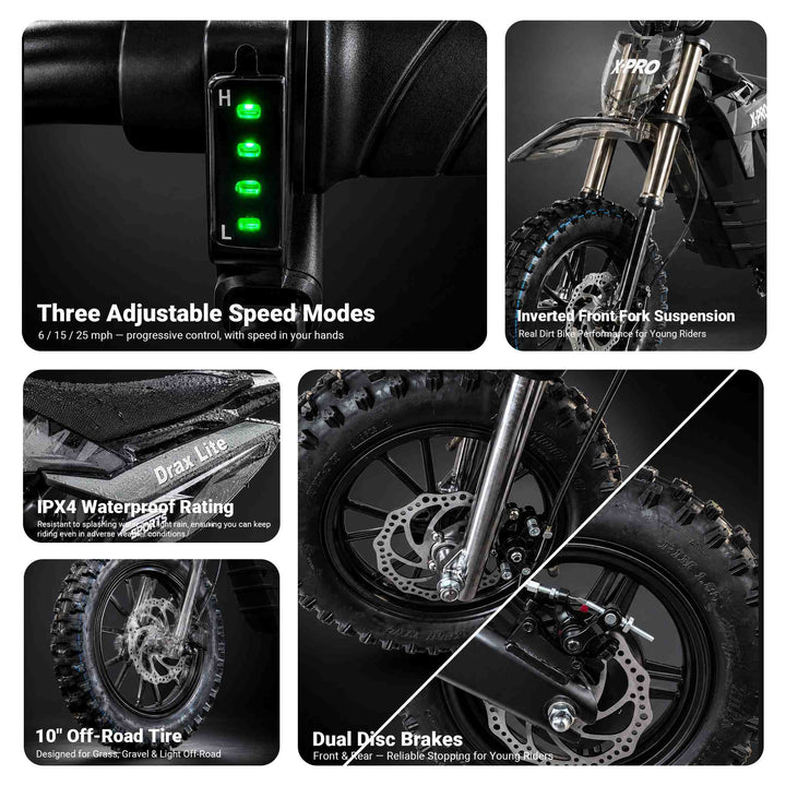 Free Shipping! X-PRO Drax Lite 1200W 48V Electric Dirt Bike with Adjustable Speed!