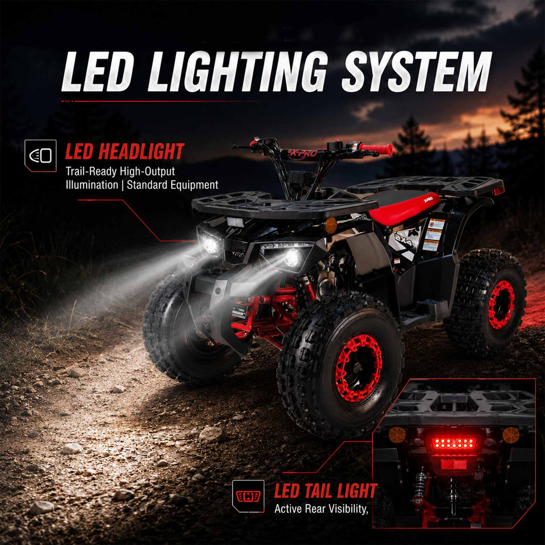 Free Shipping! X-PRO Orca 125cc ATV with Automatic Transmission w/Reverse, LED Headlights, Electric Start, Big 19"/18" Tires!