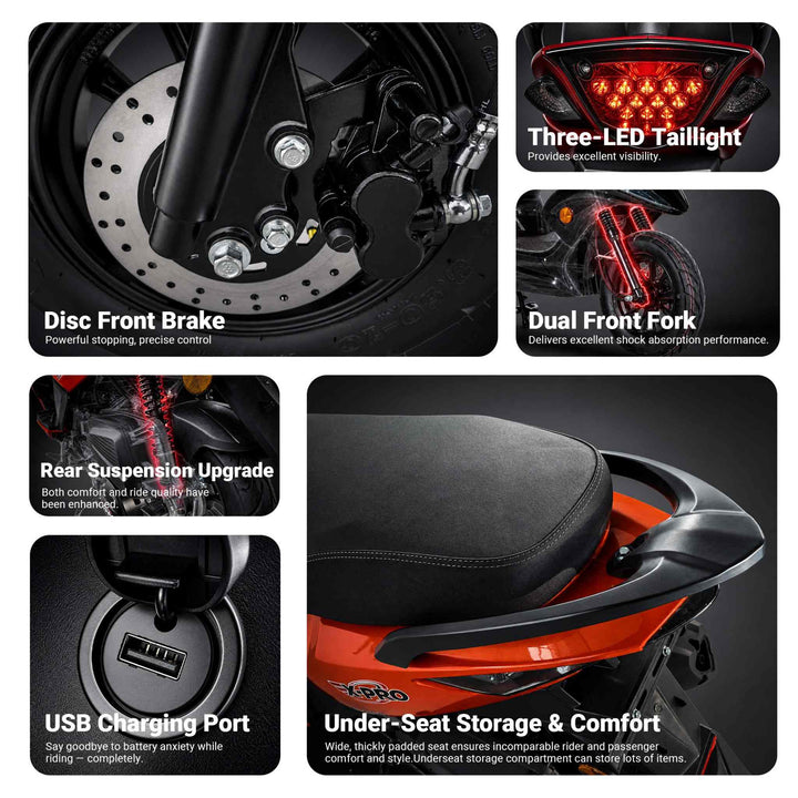 Free Shipping! X-PRO Bali 150cc Moped Scooter with 10" Wheels! Electric Start, Large Headlights!
