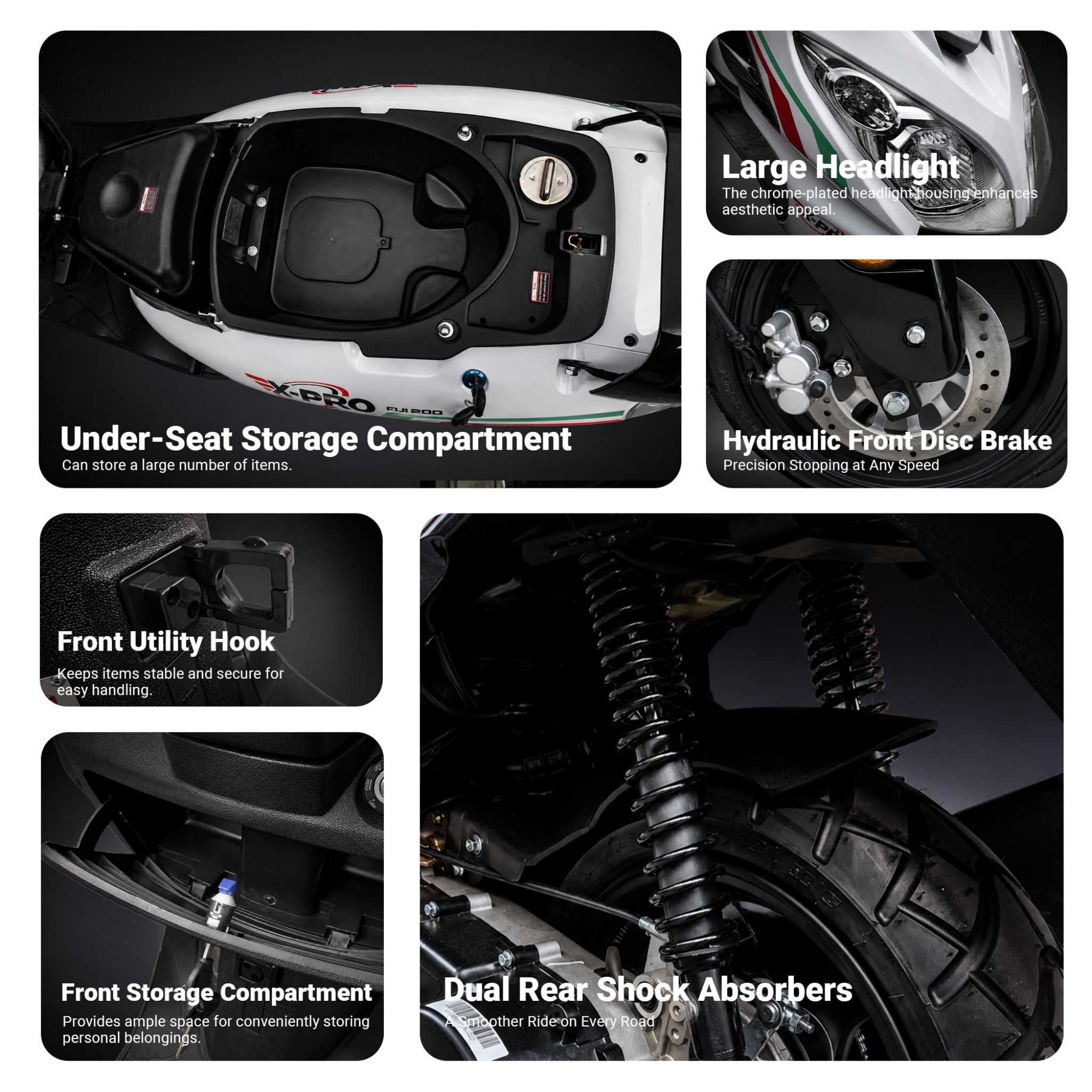 Free Shipping! X-PRO Fiji 200cc Gas Moped — 13