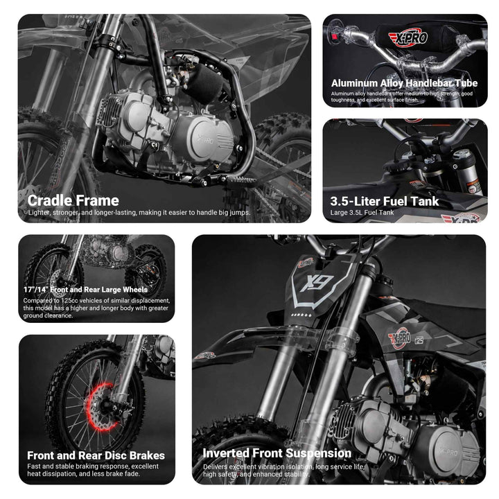 Free Shipping! X-PRO X9 125cc Dirt Bike with 4-Speed Manual Transmissi   XProUSA