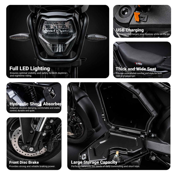 Free Shipping! X-PRO Trail 150 Motorcycle with Automatic Transmission, Electric/Kick Start! 12"/10" Aluminum Wheels! LED Lights!