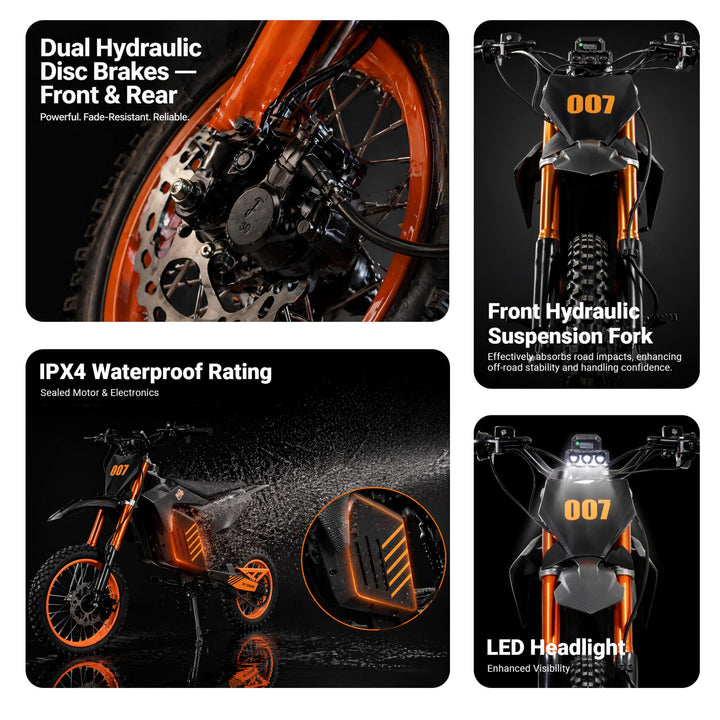 Free Shipping! X-PRO Drax Sport 2700W 48V 23AH Teens Adults Electric Dirt Bike with New Version LED Light! 14"/12" Wheels!