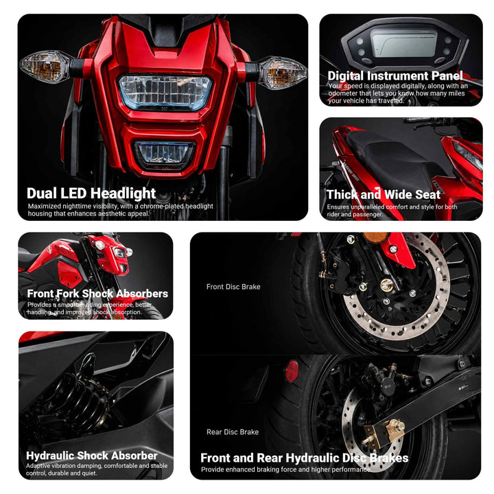 Free shipping! X-PRO 125cc Vader Motorcycle with Manual Transmission, Electric Start! Dual Headlights! Big 12in Wheels!