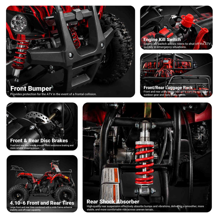 Free Shipping! X-PRO SCOUT 40cc ATV with Chain Transmission, Pull start! Disc Brake! 6in Tires!
