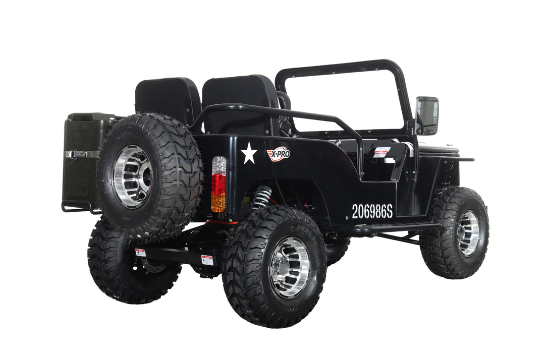 Free Shipping! X-PRO E-Ranger 3000W Peak Power 60V Electric Mini Jeep with Reverse and Disc Brake! LED Headlights, With Windshield and Spare Tire, Big 18" Aluminium Rim Wheels!