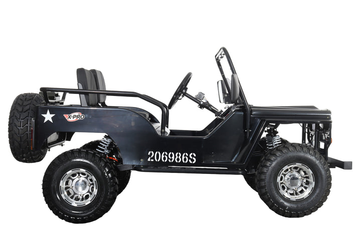 Free Shipping! X-PRO E-Ranger 3000W Peak Power 60V Electric Mini Jeep with Reverse and Disc Brake! LED Headlights, With Windshield and Spare Tire, Big 18" Aluminium Rim Wheels!