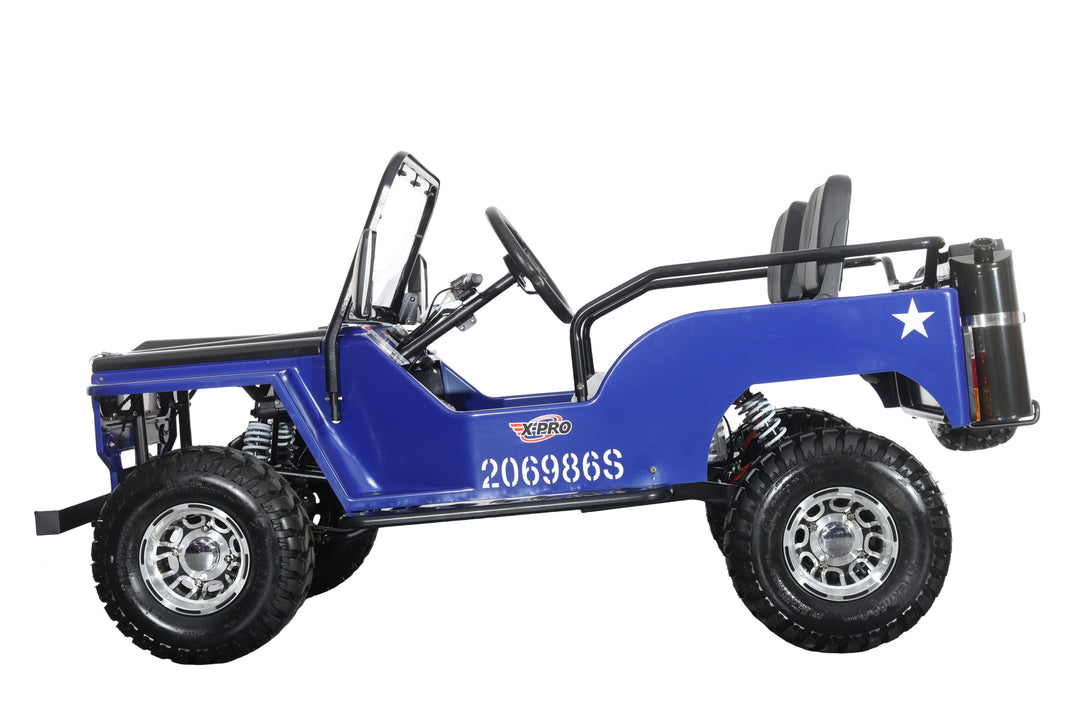 Free Shipping! X-PRO E-Ranger 3000W Peak Power 60V Electric Mini Jeep with Reverse and Disc Brake! LED Headlights, With Windshield and Spare Tire, Big 18" Aluminium Rim Wheels!