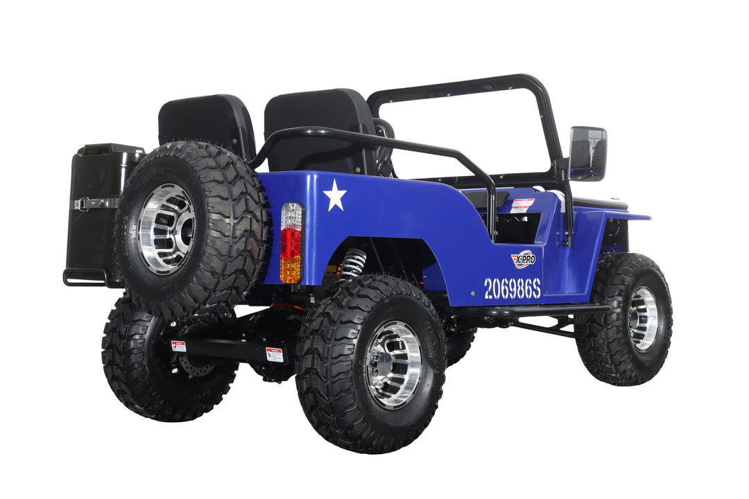 Free Shipping! X-PRO E-Ranger 3000W Peak Power 60V Electric Mini Jeep with Reverse and Disc Brake! LED Headlights, With Windshield and Spare Tire, Big 18" Aluminium Rim Wheels!