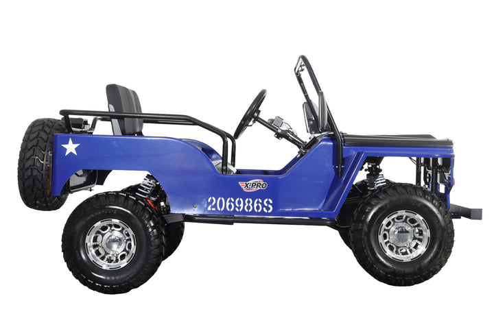 Free Shipping! X-PRO E-Ranger 3000W Peak Power 60V Electric Mini Jeep with Reverse and Disc Brake! LED Headlights, With Windshield and Spare Tire, Big 18" Aluminium Rim Wheels!