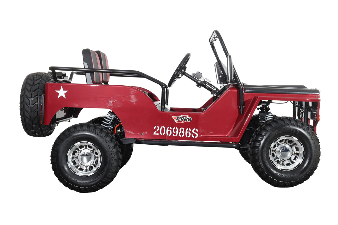 Free Shipping! X-PRO E-Ranger 3000W Peak Power 60V Electric Mini Jeep with Reverse and Disc Brake! LED Headlights, With Windshield and Spare Tire, Big 18" Aluminium Rim Wheels!