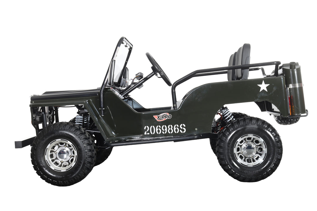 Free Shipping! X-PRO E-Ranger 3000W Peak Power 60V Electric Mini Jeep with Reverse and Disc Brake! LED Headlights, With Windshield and Spare Tire, Big 18" Aluminium Rim Wheels!