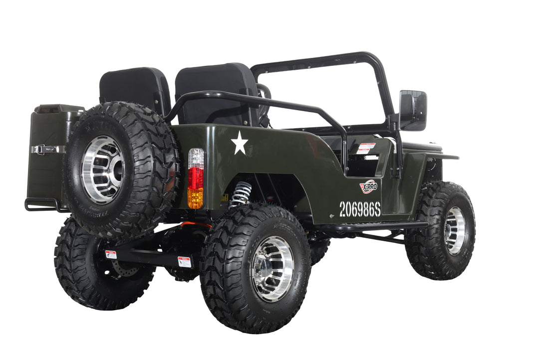 Free Shipping! X-PRO E-Ranger 3000W Peak Power 60V Electric Mini Jeep with Reverse and Disc Brake! LED Headlights, With Windshield and Spare Tire, Big 18" Aluminium Rim Wheels!