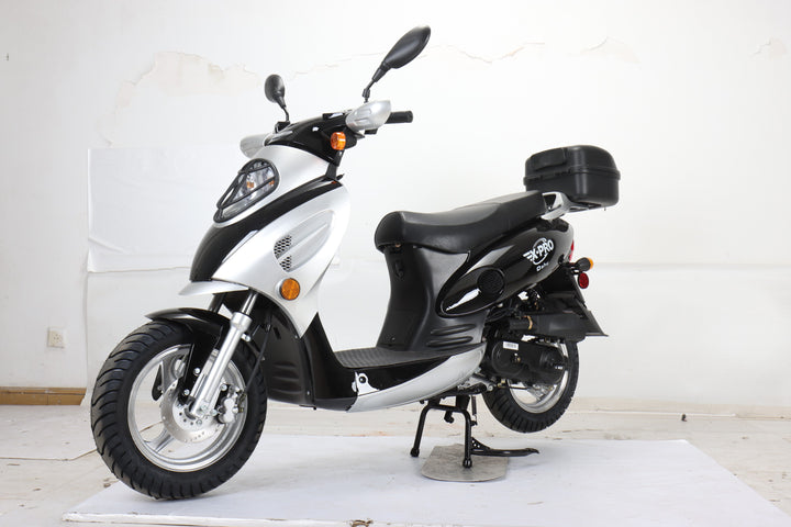 Free Shipping! X-PRO Oahu 50cc Moped Scooter with 10in Aluminum Wheels, Rear Trunk! Electric/Kick Start! Large Headlight!