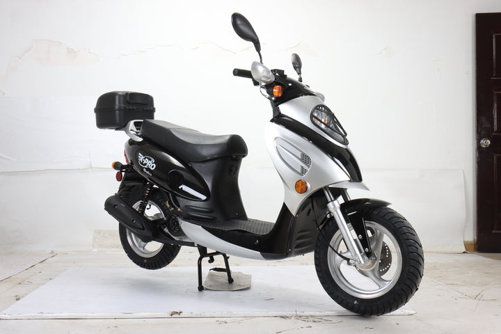 Free Shipping! X-PRO Oahu 50cc Moped Scooter with 10in Aluminum Wheels, Rear Trunk! Electric/Kick Start! Large Headlight!