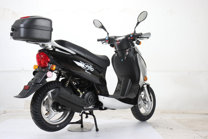 Free Shipping! X-PRO Oahu 50cc Moped Scooter with 10in Aluminum Wheels, Rear Trunk! Electric/Kick Start! Large Headlight!