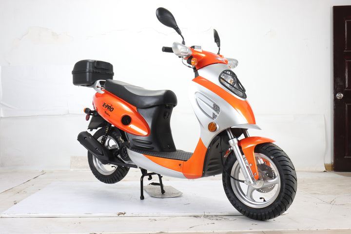 Free Shipping! X-PRO Oahu 50cc Moped Scooter with 10in Aluminum Wheels, Rear Trunk! Electric/Kick Start! Large Headlight!