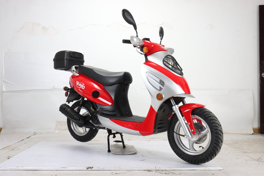 Free Shipping! X-PRO Oahu 50cc Moped Scooter with 10in Aluminum Wheels, Rear Trunk! Electric/Kick Start! Large Headlight!