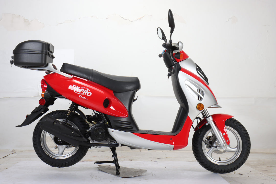 Free Shipping! X-PRO Oahu 50cc Moped Scooter with 10in Aluminum Wheels, Rear Trunk! Electric/Kick Start! Large Headlight!