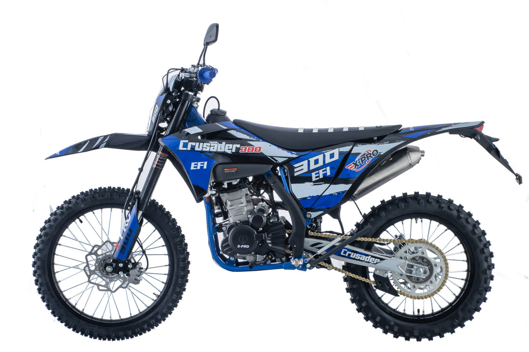 Free Shipping! X-PRO Crusader 300 EFI Dirt Bike with 6-Speed Manual Transmission, Electric Start! Big 21"/18" Wheels!