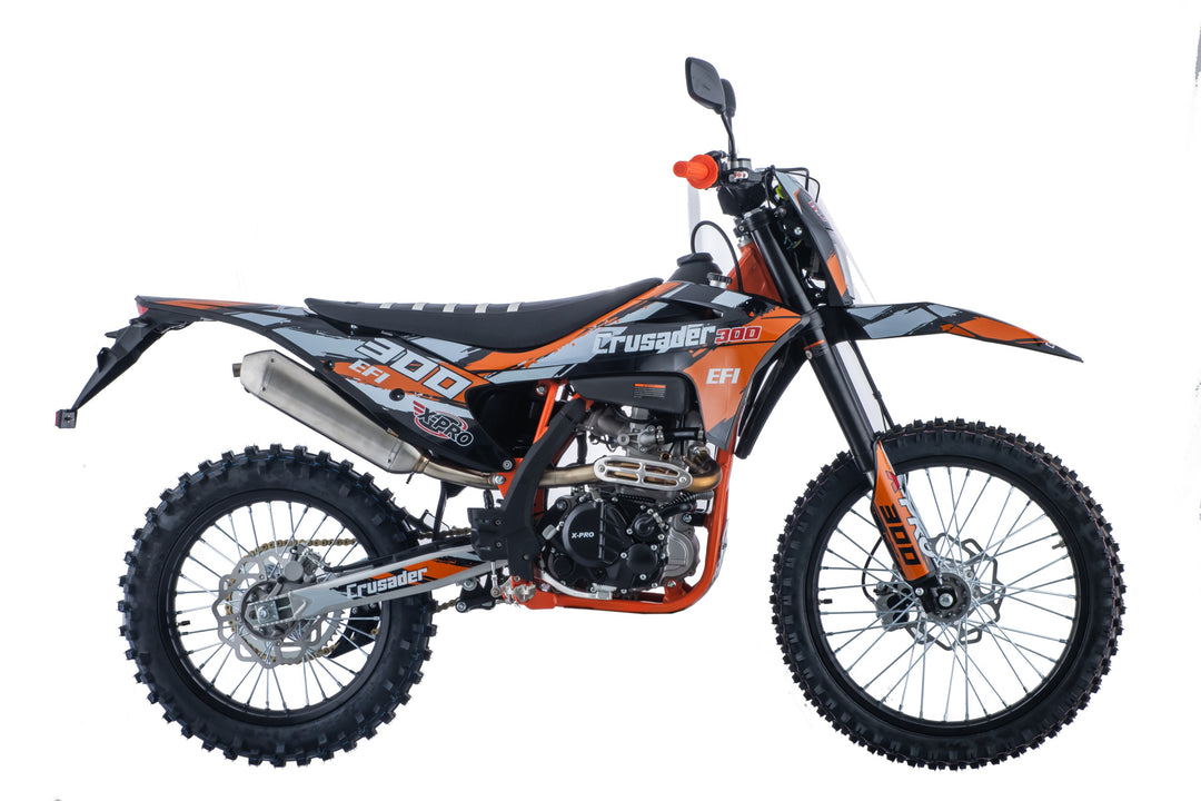 Free Shipping! X-PRO Crusader 300 EFI Dirt Bike with 6-Speed Manual Transmission, Electric Start! Big 21"/18" Wheels!