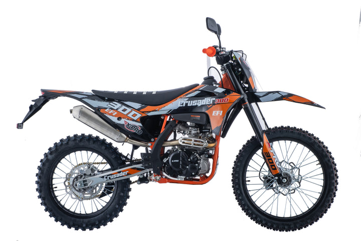 Free Shipping! X-PRO Crusader 300 EFI Dirt Bike with 6-Speed Manual Transmission, Electric Start! Big 21"/18" Wheels!
