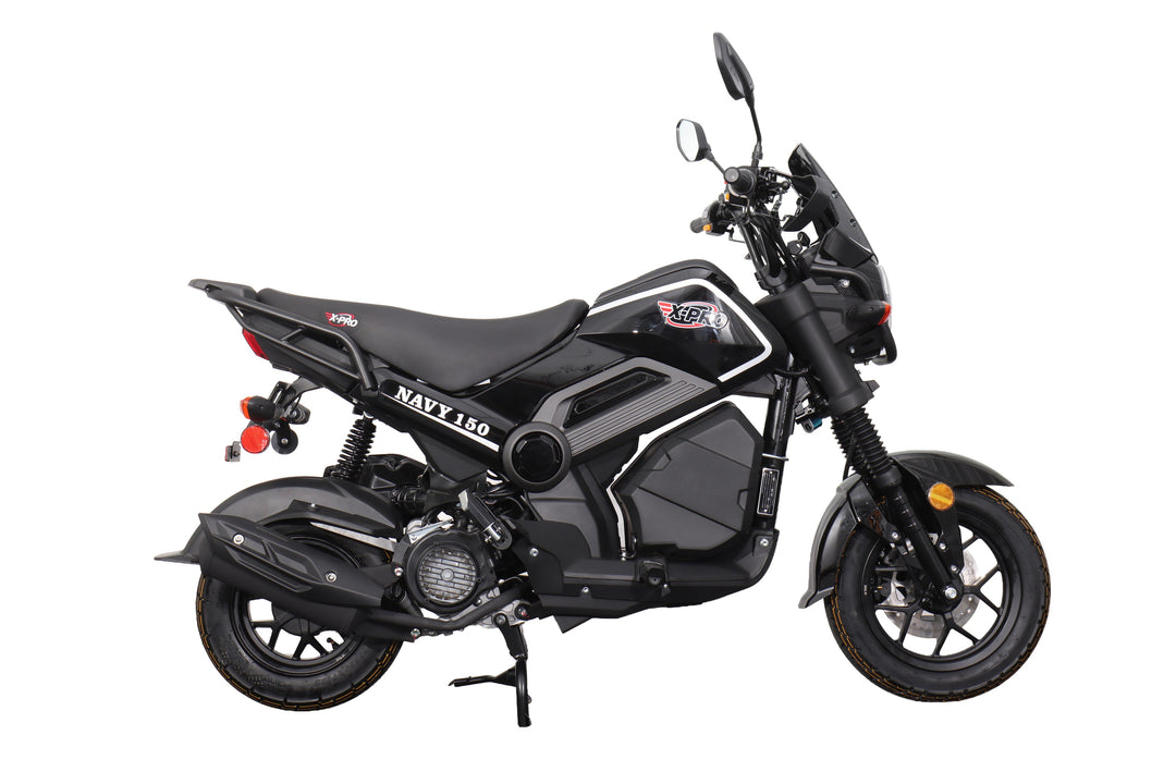 Free Shipping! X-PRO Navy 150 Motorcycle with Automatic Transmission, Electric/Kick Start! 12"/10" Aluminum Wheels!