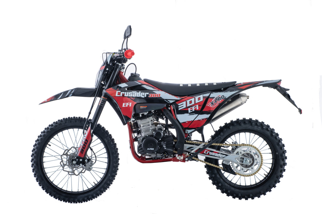 Free Shipping! X-PRO Crusader 300 EFI Dirt Bike with 6-Speed Manual Transmission, Electric Start! Big 21"/18" Wheels!