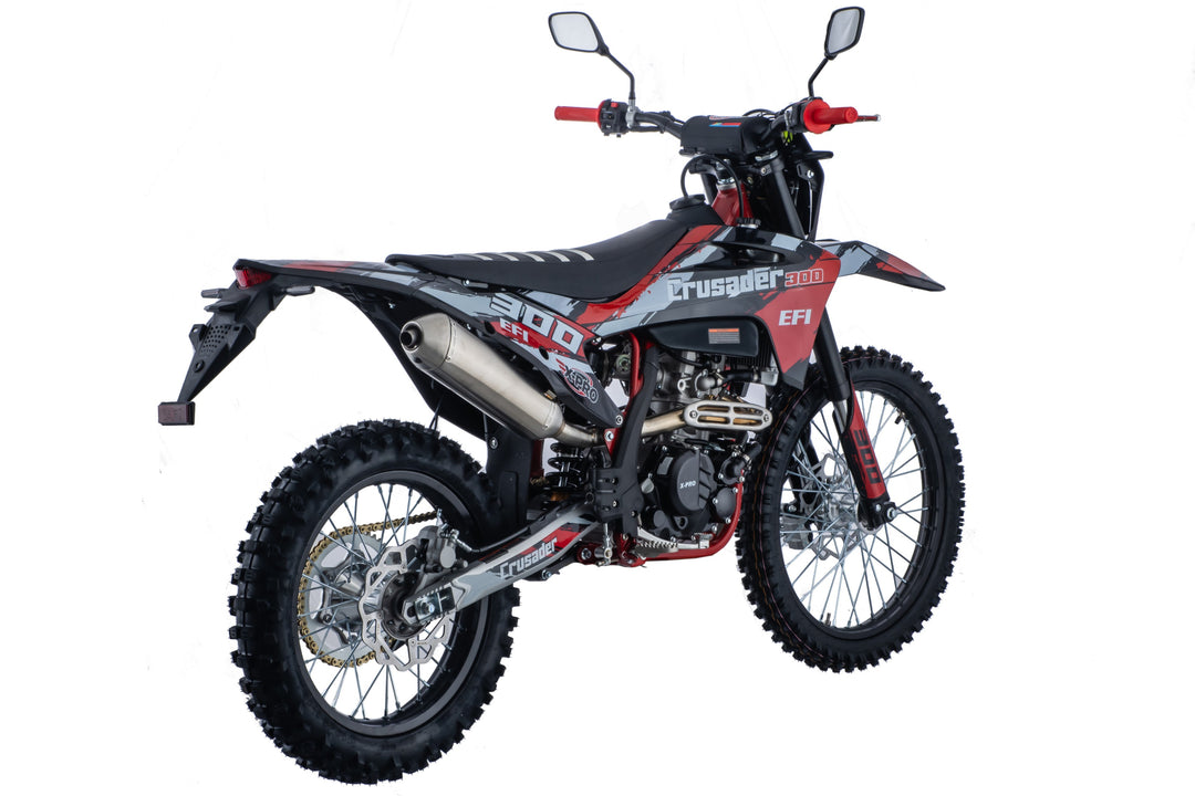 Free Shipping! X-PRO Crusader 300 EFI Dirt Bike with 6-Speed Manual Transmission, Electric Start! Big 21"/18" Wheels!
