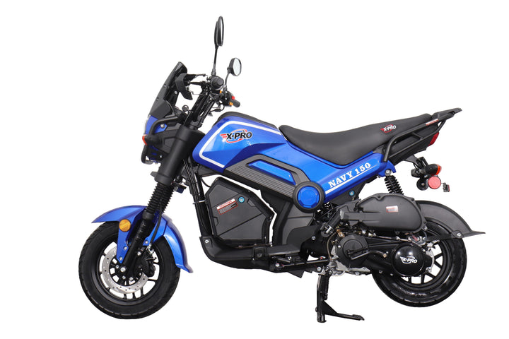 Free Shipping! X-PRO Navy 150 Motorcycle with Automatic Transmission, Electric/Kick Start! 12"/10" Aluminum Wheels!