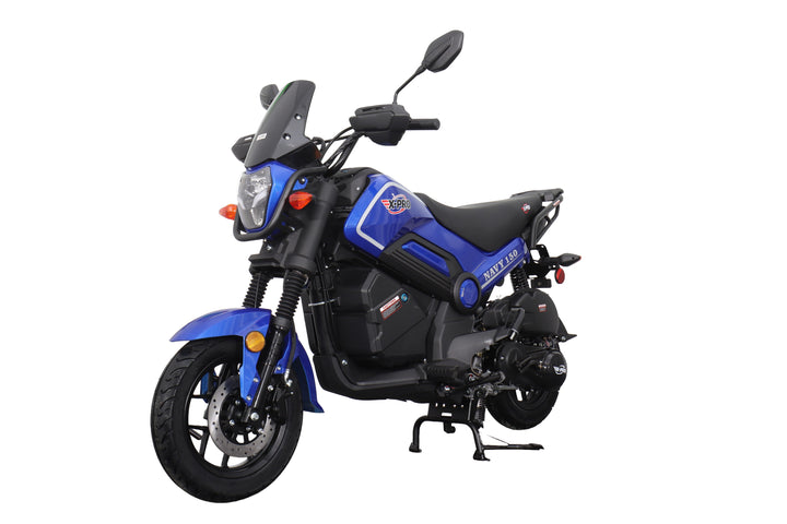 Free Shipping! X-PRO Navy 150 Motorcycle with Automatic Transmission, Electric/Kick Start! 12"/10" Aluminum Wheels!