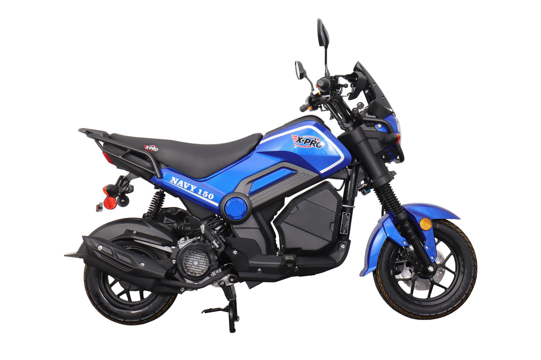 Free Shipping! X-PRO Navy 150 Motorcycle with Automatic Transmission, Electric/Kick Start! 12"/10" Aluminum Wheels!