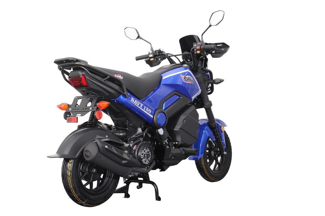 Free Shipping! X-PRO Navy 150 Motorcycle with Automatic Transmission, Electric/Kick Start! 12"/10" Aluminum Wheels!