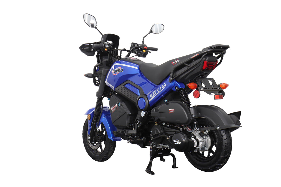 Free Shipping! X-PRO Navy 150 Motorcycle with Automatic Transmission, Electric/Kick Start! 12"/10" Aluminum Wheels!
