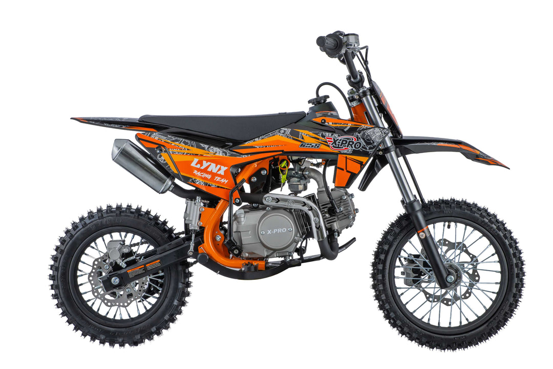 Free Shipping! X-PRO Lynx 125cc Dirt Bike with 4-Speed Semi-Automatic Transmission, Kick Start, Big 14"/12" Tires! Zongshen Brand Engine!