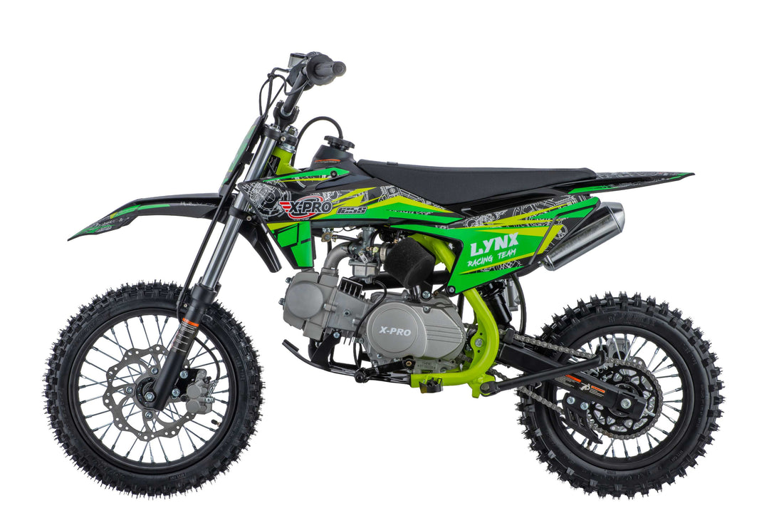 Free Shipping! X-PRO Lynx 125cc Dirt Bike with 4-Speed Semi-Automatic Transmission, Kick Start, Big 14"/12" Tires! Zongshen Brand Engine!