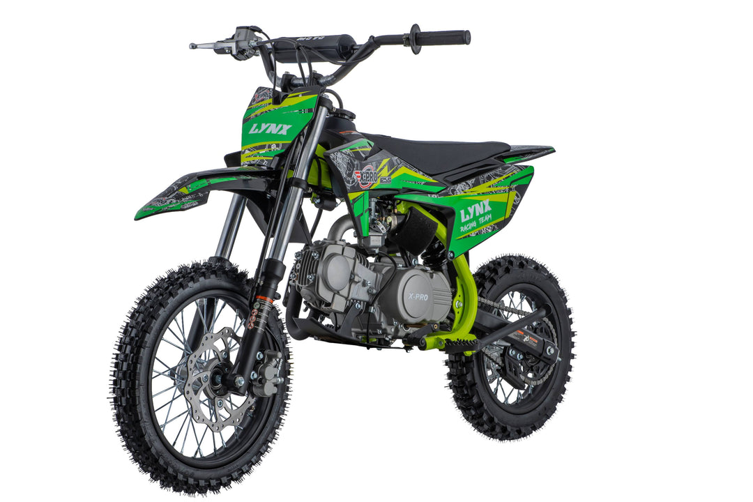 Free Shipping! X-PRO Lynx 125cc Dirt Bike with 4-Speed Semi-Automatic Transmission, Kick Start, Big 14"/12" Tires! Zongshen Brand Engine!