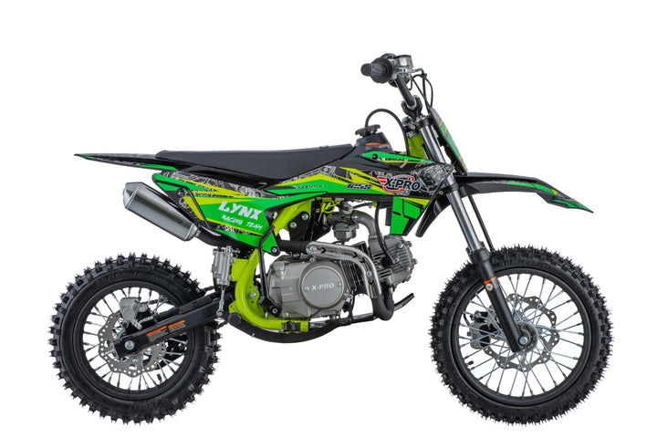 Free Shipping! X-PRO Lynx 125cc Dirt Bike with 4-Speed Semi-Automatic Transmission, Kick Start, Big 14"/12" Tires! Zongshen Brand Engine!