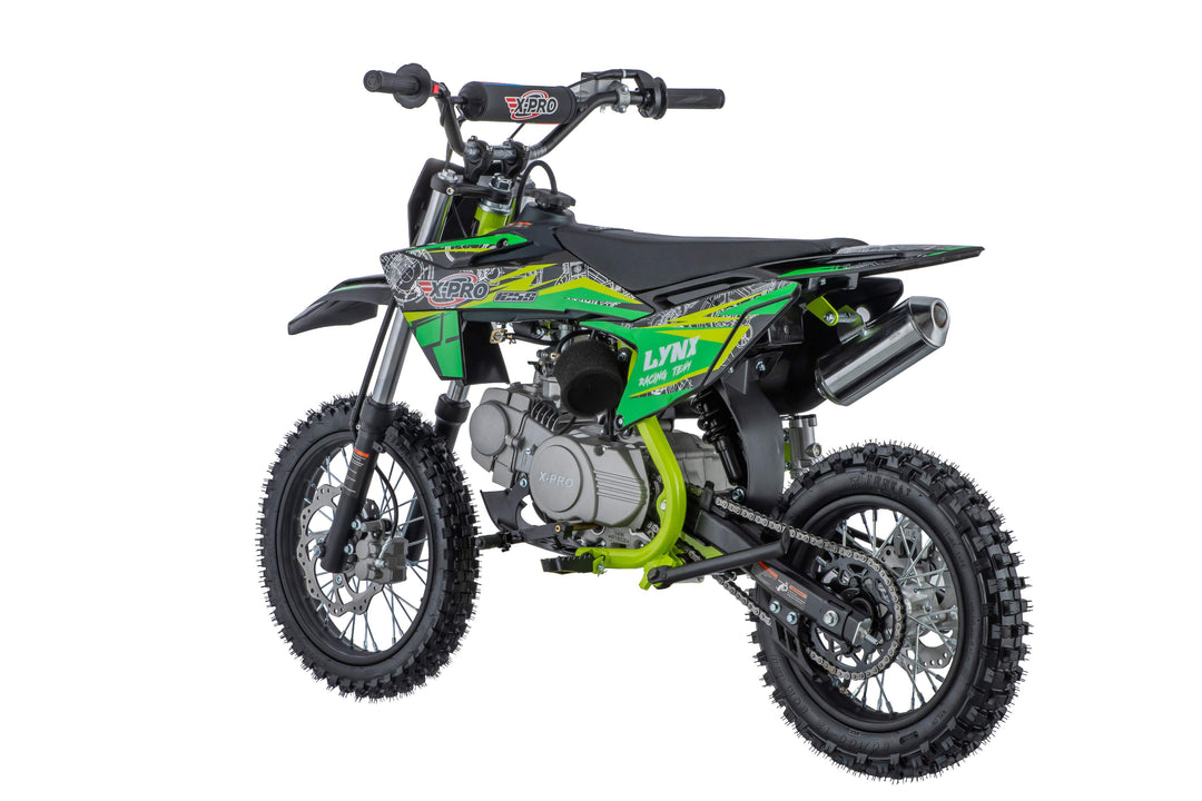 Free Shipping! X-PRO Lynx 125cc Dirt Bike with 4-Speed Semi-Automatic Transmission, Kick Start, Big 14"/12" Tires! Zongshen Brand Engine!