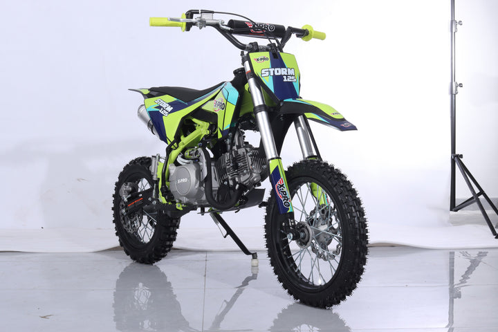 Free Shipping! X-PRO Storm 125cc Dirt Bike with 4-Speed Semi-Automatic Transmission, Kick Start, Big 14in/12in Tires! Zongshen Brand Engine!