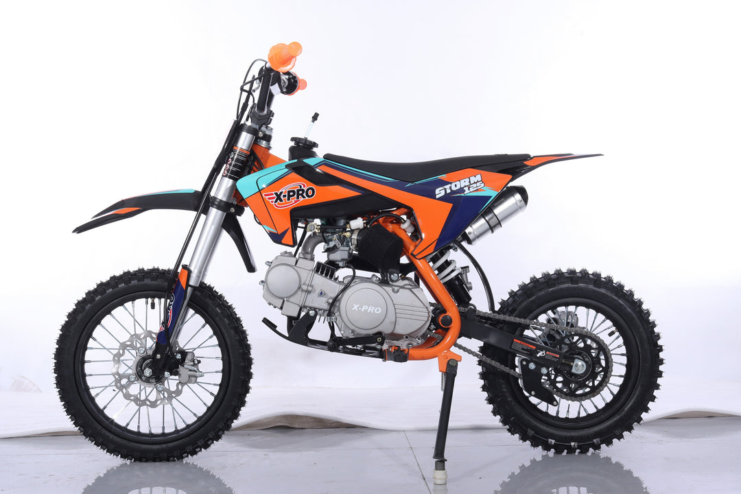 Free Shipping! X-PRO Storm 125cc Dirt Bike with 4-Speed Semi-Automatic Transmission, Kick Start, Big 14in/12in Tires! Zongshen Brand Engine!