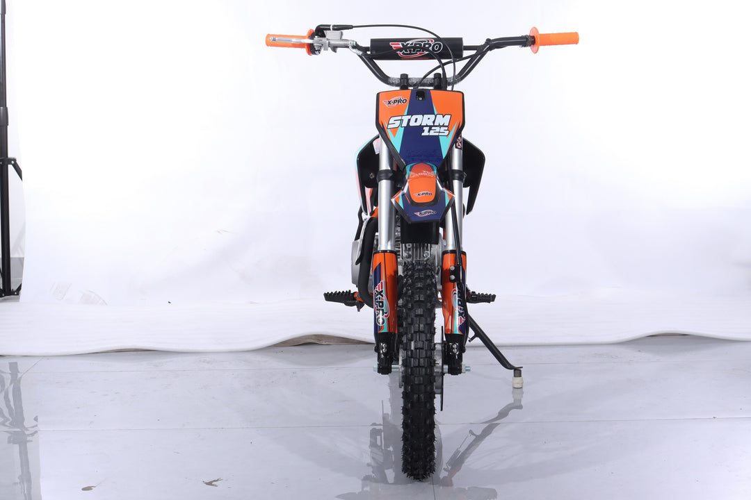 Free Shipping! X-PRO Storm 125cc Dirt Bike with 4-Speed Semi-Automatic Transmission, Kick Start, Big 14in/12in Tires! Zongshen Brand Engine!
